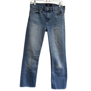 Hudson Nico Straight Jean Light Wash Distressed Raw Hem Straight Leg Women Sz 29